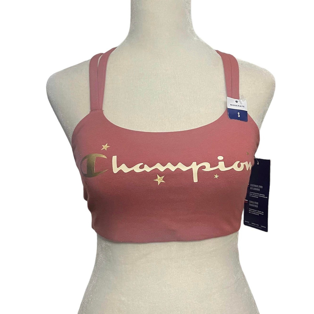 NWT - Champion Absolute Sports Bra, Classic Script Logo (Size: S)